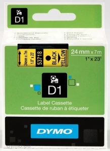 Dymo D1 53718, S0720980, 24 mm x 7 m, čierna tlač/žltý podklad, originálna páska