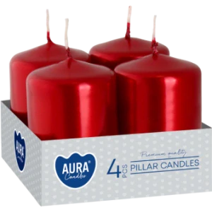 Adventná sviečka Červená metalíza 4ks