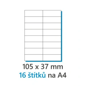 Etiketa 105x37mm/100ks, A4 biela, Labels 1/16