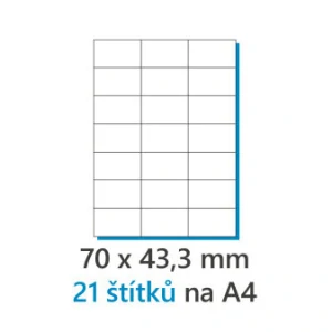 Etiketa 70x43,3mm/100ks, A4 biela, Labels 1/21