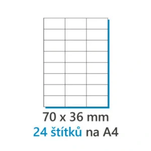 Etiketa 70x36mm/100ks A4 biela, Labels